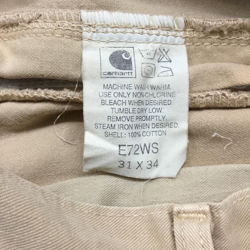 カーハート Carhartt パンツ ワークパンツ、ペインターパンツ ワイドパンツ カジュアルパンツ ワークパンツ 31インチ ロゴ、文字 ベージュ / ベージュ /  メンズ USED 古着 中古 10122337