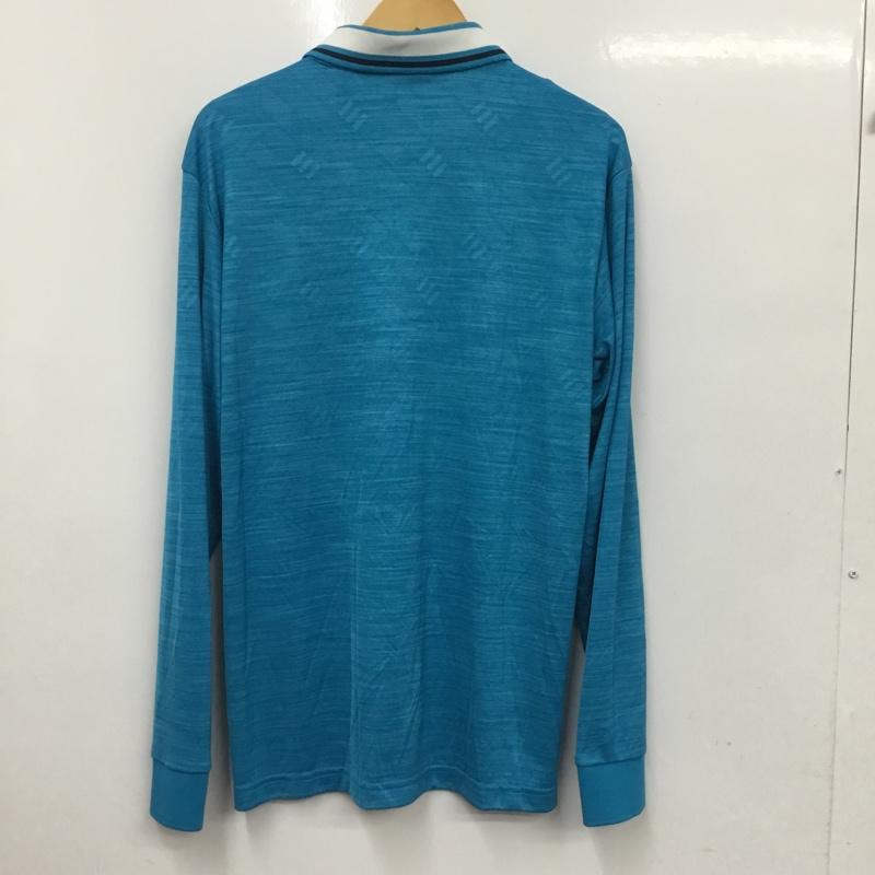 アディダス adidas ポロシャツ 長袖 EH3640 M ロゴ、文字 青 / ブルー / メンズ USED 古着 中古 10135461