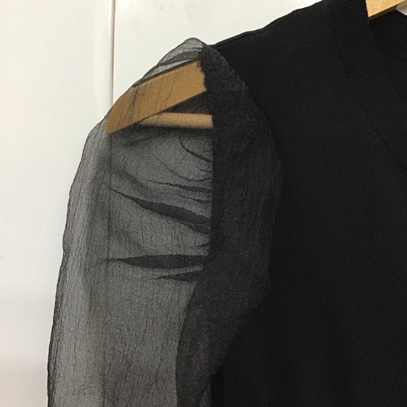 ザラ ZARA カーディガン 長袖 2488 131 800 袖シアー M 無地 黒 / ブラック / レディース USED 古着 中古 10131215