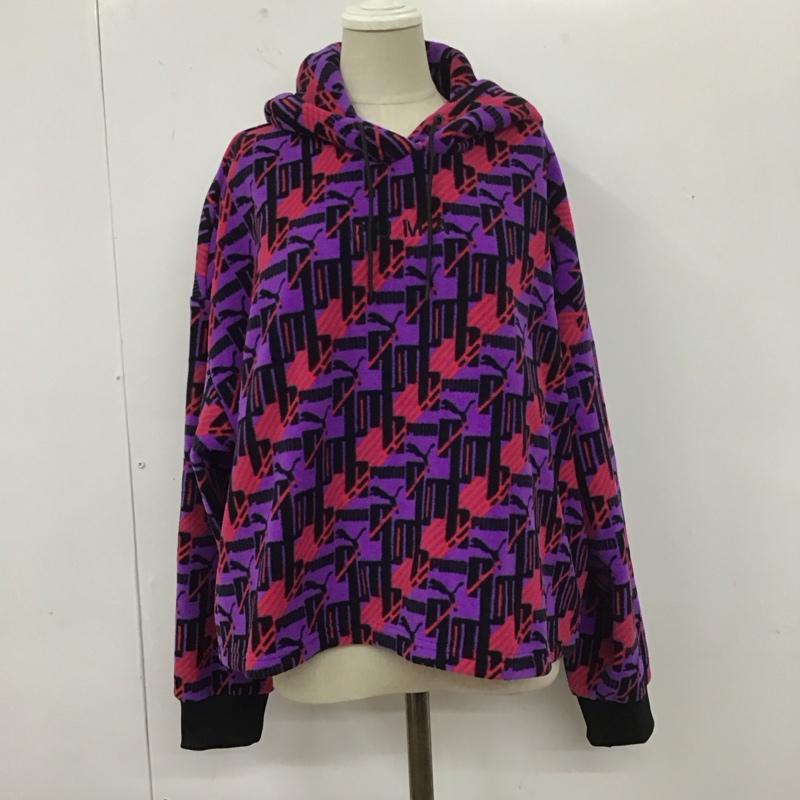 プーマ PUMA パーカー 長袖 595990-64 XTG プルオーバー フリース ロゴ M 総柄 紫 / パープル / X 黒 / ブラック / X 赤 / レッド / レディース USED 古着 中古 10111428