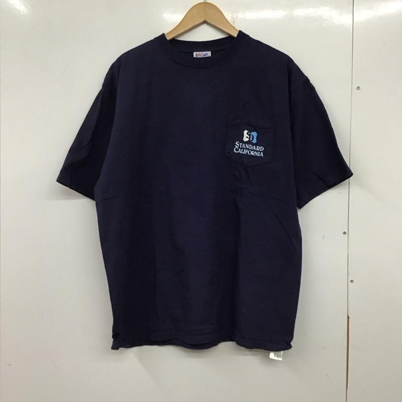 スタンダード カリフォルニア STANDARD CALIFORNIA Tシャツ 半袖 半袖カットソー プリントTシャツ クルーネックカットソー XL ロゴ、文字 紺 / ネイビー / メンズ USED 古着 中古 10137521