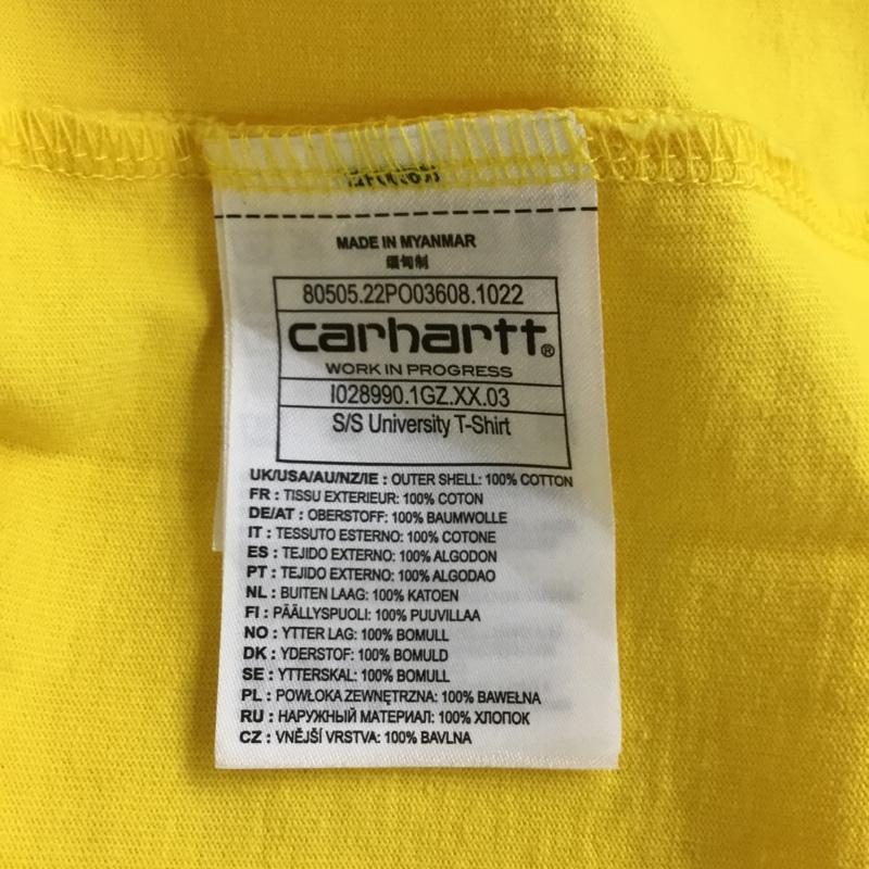 カーハート Carhartt Tシャツ 半袖 半袖カットソー プリントTシャツ クルーネックカットソー L ロゴ、文字 黄 / イエロー / メンズ USED 古着 中古 10120803