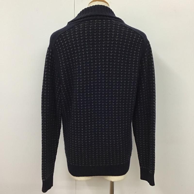 ダンヒル DUNHILL カーディガン 長袖 長袖ニットカーディガン リブニットカーディガン 前ボタン M 総柄 紺 / ネイビー / メンズ USED 古着 中古 10114980