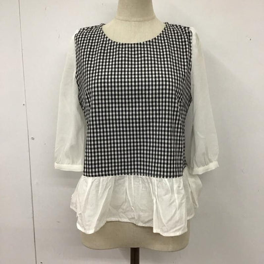 ページボーイ PAGEBOY カットソー 七分袖 FREE 無地 X チェック 白 / ホワイト / X 黒 / ブラック /  レディース USED 古着 中古 10114002