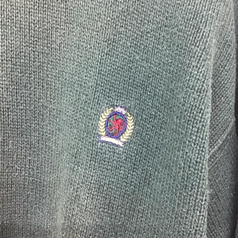 トミーヒルフィガー TOMMY HILFIGER ニット、セーター 長袖 長袖ニットカットソー クルーネック セーター 90s M ロゴ、文字 緑 / グリーン / メンズ USED 古着 中古 10129826