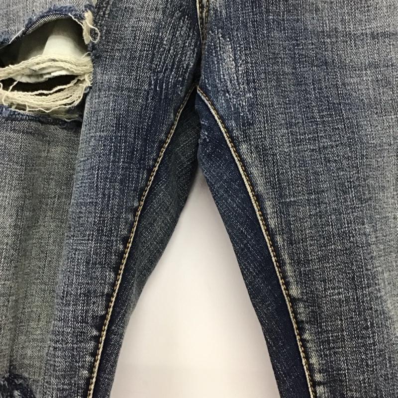 ミニマル mnml パンツ デニム、ジーンズ デニムパンツ スリムパンツ カジュアルパンツ ストレッチパンツ 34 ダメージ加工 インディゴ / インディゴ / メンズ USED 古着 中古 10136572