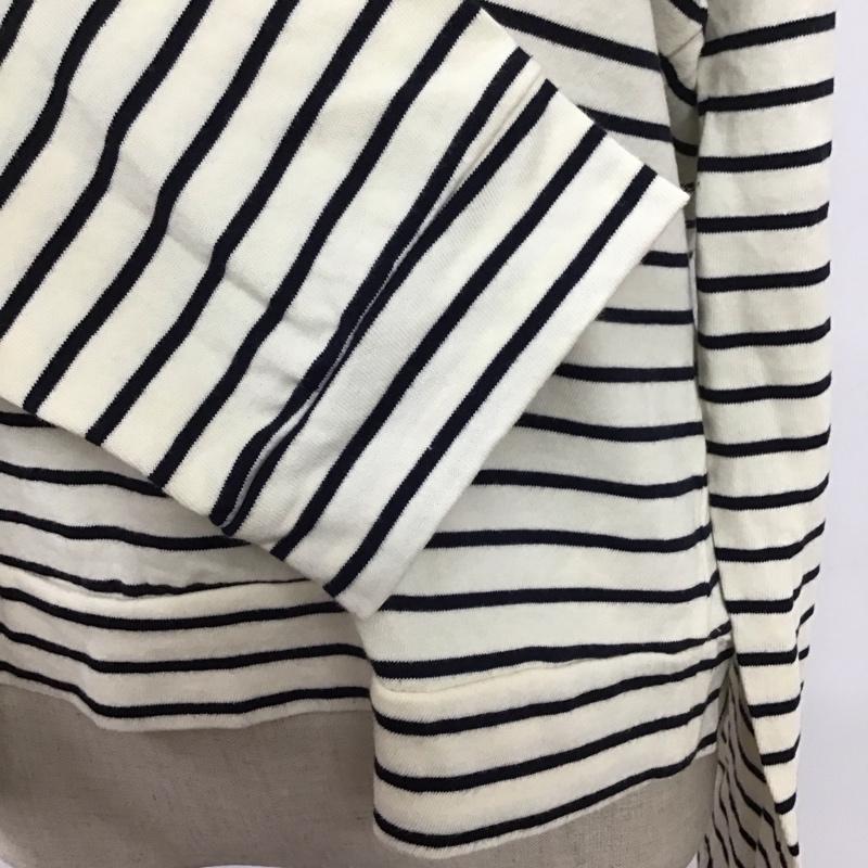 ザラ ZARA Tシャツ 長袖 3253 272 060 ロンT S ボーダー柄 アイボリー / アイボリー / X 紺 / ネイビー / レディース USED 古着 中古 10118234
