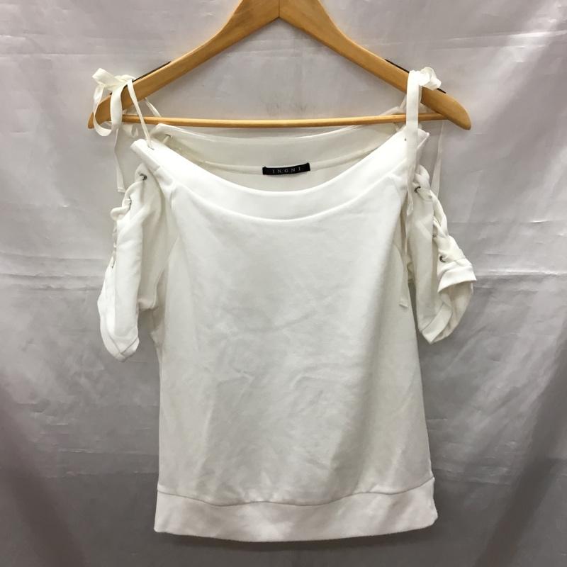 イング INGNI カットソー 半袖 151-180818-00 袖レースアップ リボン M 無地 白 / ホワイト / レディース USED 古着 中古 10118213