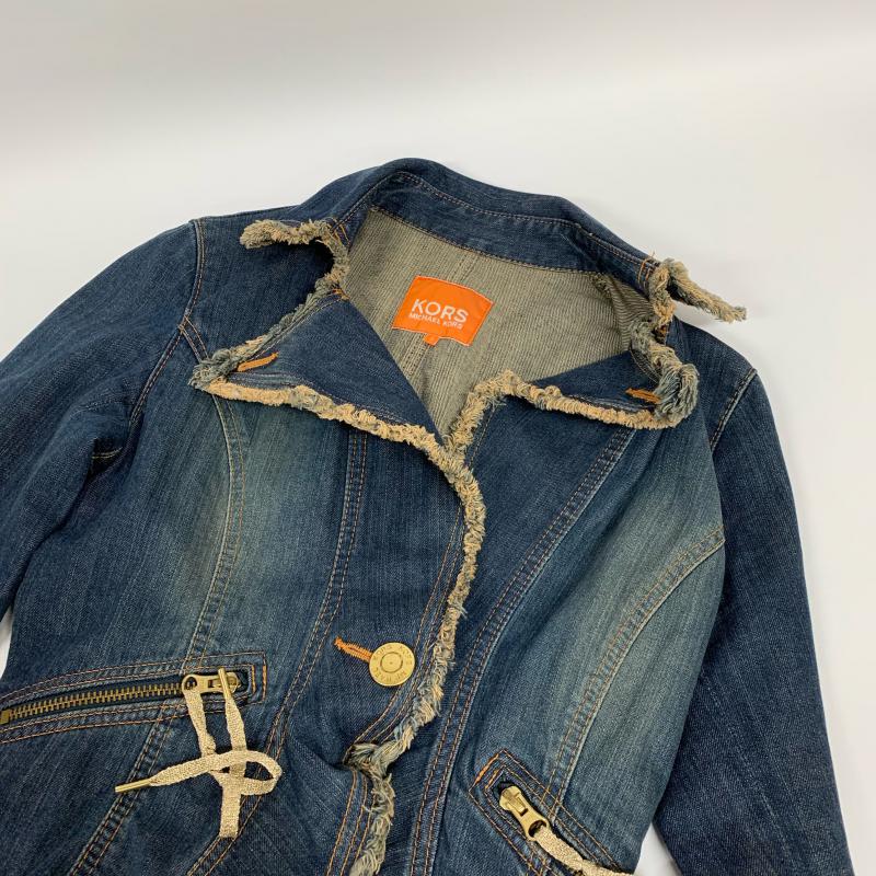 マイケルコース MICHAEL KORS ジャケット、上着 ジャケット、ブレザー 2 無地 X ダメージ加工 インディゴ / インディゴ / レディース USED 古着 中古 10012494
