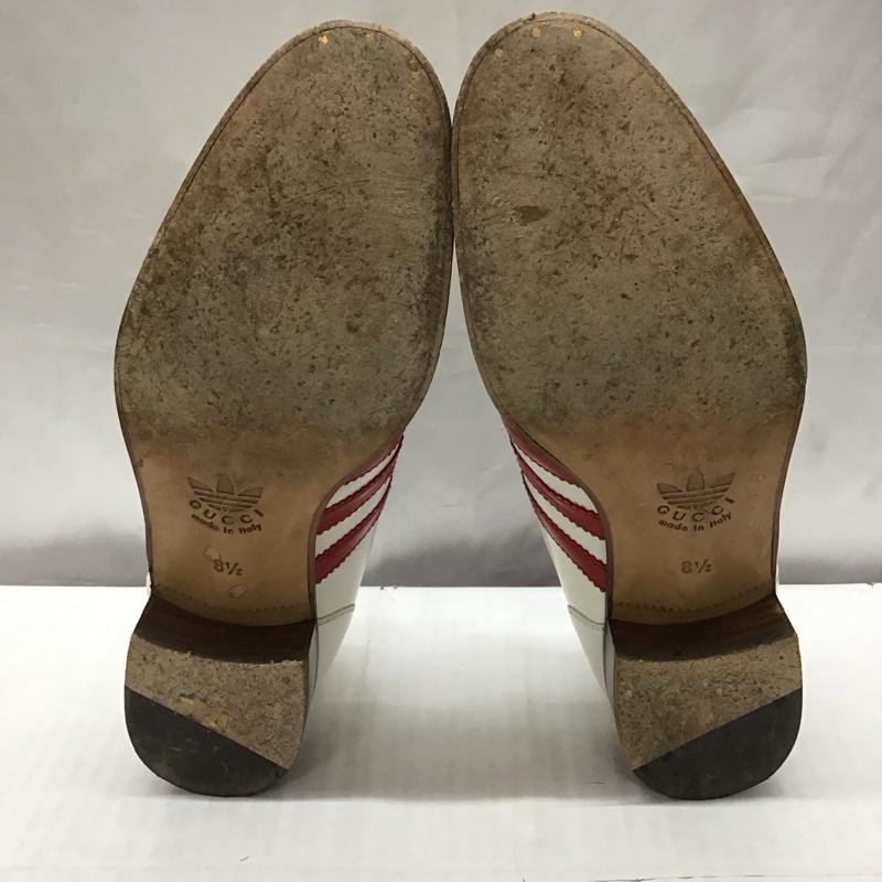 グッチ GUCCI ローファー ローファー 702283 22SS ストライプビットローファー adidas ホースビット 箱有 8.5 ワンポイント 白 / ホワイト / メンズ USED 古着 中古 10118874