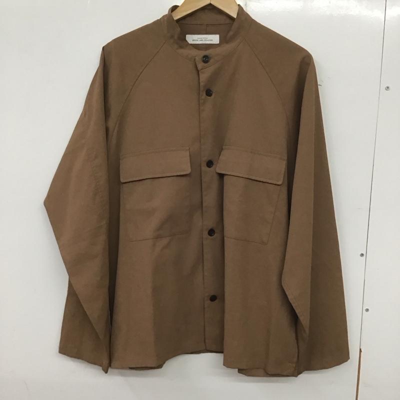 ユナイテッドアローズグリーンレーベルリラクシング UNITED ARROWS green label relaxing シャツ、ブラウス 長袖 長袖シャツ 無地シャツ ノーカラーシャツ L 無地 茶 / ブラウン / メンズ USED 古着 中古 10139005