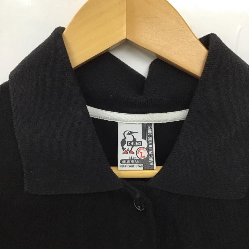 チャムス CHUMS ワンピース ロングスカート 半袖ポロシャツワンピース ロングワンピース ストレッチ L ロゴ、文字 黒 / ブラック / レディース USED 古着 中古 10128934
