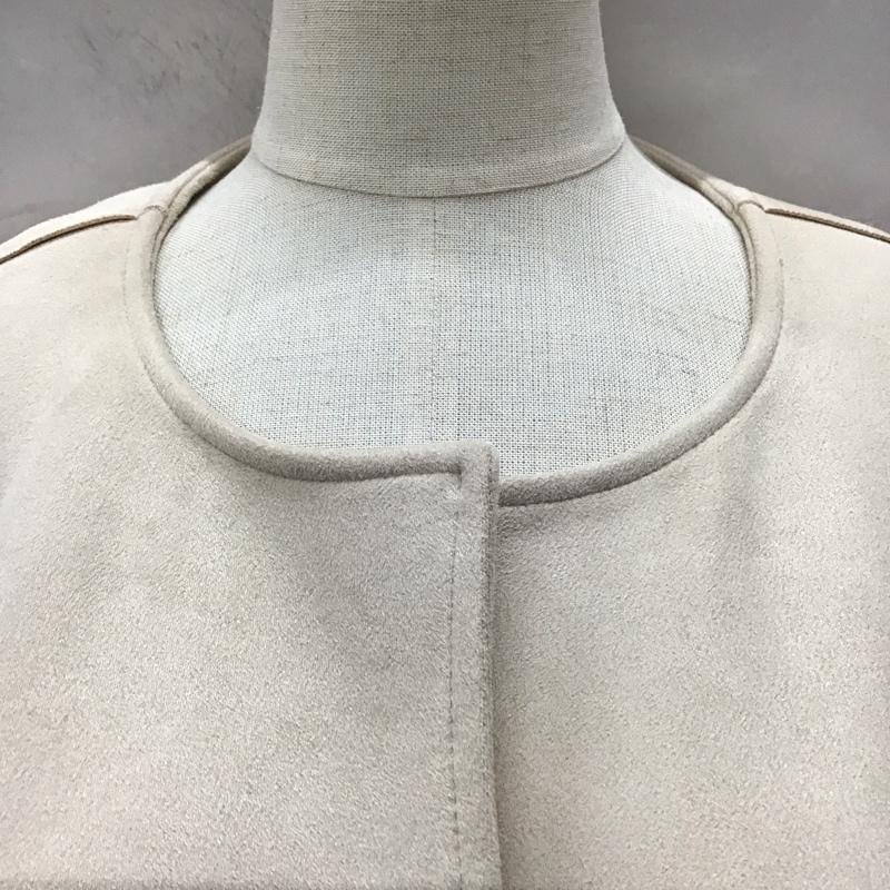 ザラ ZARA コート コート一般 3046 134 711 ノーカラー フェイクスエード フリンジ M 刺繍 アイボリー / アイボリー / レディース USED 古着 中古 10118400
