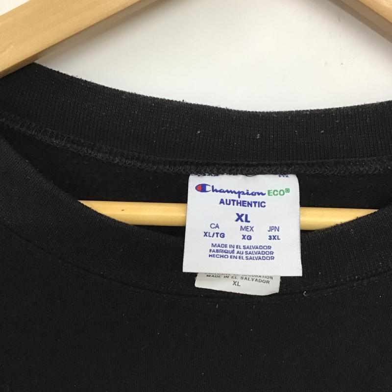 チャンピオン Champion トレーナー 長袖 長袖トレーナー スウェット クルーネック プルオーバー XL 無地 黒 / ブラック / メンズ USED 古着 中古 10132199