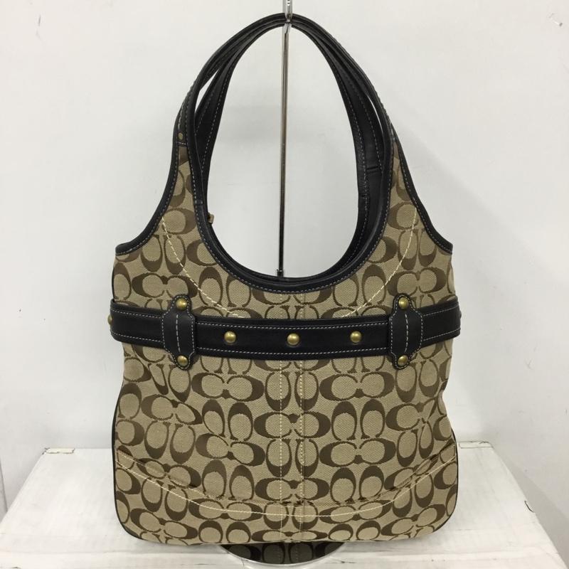 コーチ COACH トートバッグ トートバッグ 11280 シグネチャー 総柄 ベージュ / ベージュ / X 黒 / ブラック / レディース USED 古着 中古 10109901