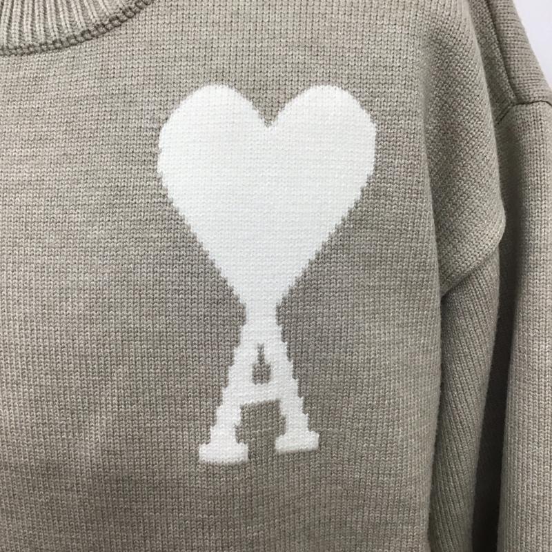 アミ ami ニット、セーター 長袖 長袖ニットカットソー ニット セーター クルーネックニット プリント ベージュ / ベージュ / メンズ USED 古着 中古 10108033