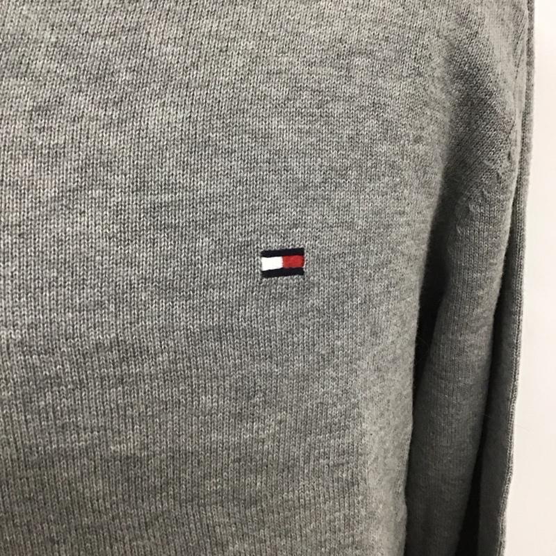 トミーヒルフィガー TOMMY HILFIGER ニット、セーター 長袖 長袖ニットカットソー ニット セーター Vネックニット L ロゴ、文字 灰 / グレー / メンズ USED 古着 中古 10109089