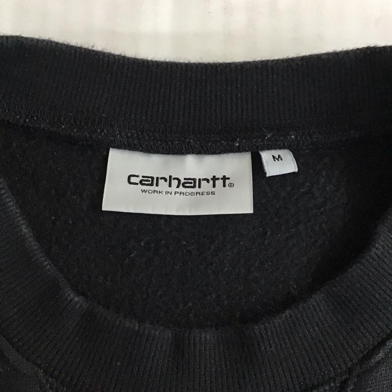 カーハート Carhartt トレーナー 長袖 長袖トレーナー スウェット クルーネック リブスウェットカットソー M ロゴ、文字 黒 / ブラック / メンズ USED 古着 中古 10115361