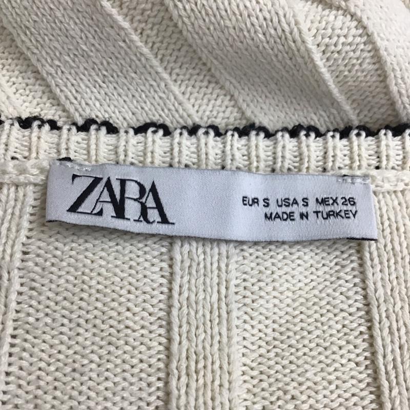 ザラ ZARA ニット、セーター 長袖 長袖ニットカットソー Vネックカットソー リブニット S 無地 白 / ホワイト / レディース USED 古着 中古 10118521
