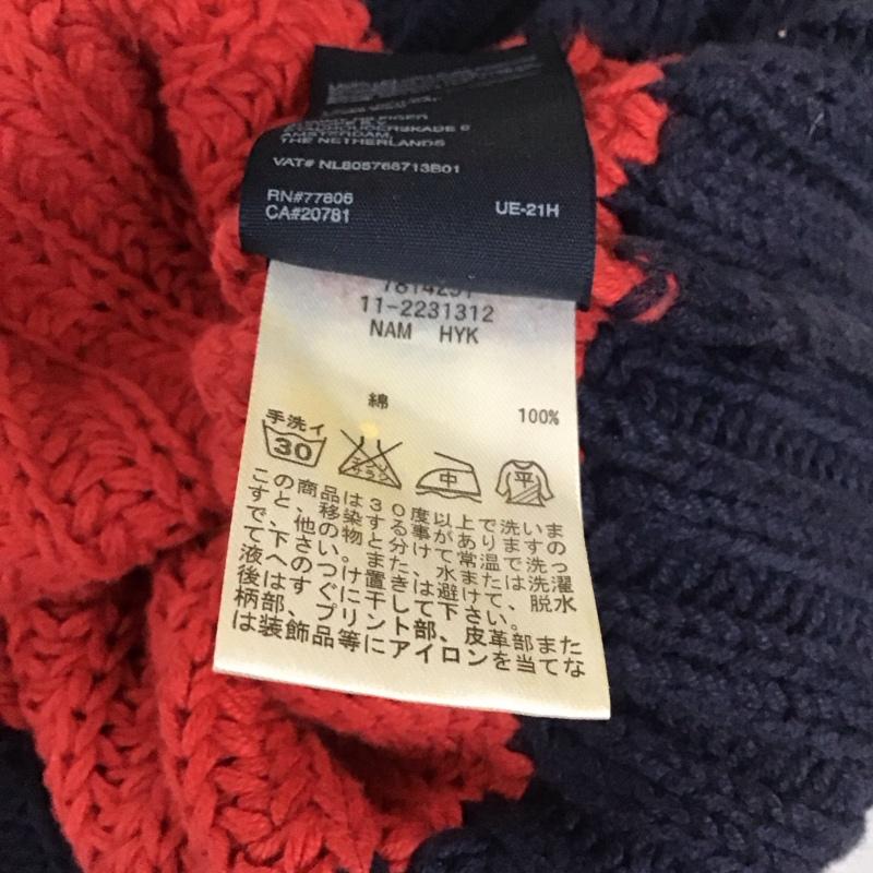 トミーヒルフィガー TOMMY HILFIGER ニット、セーター 長袖 長袖ニットカットソー クルーネックカットソー セーター ボーダーニットカットソー XL ボーダー柄 赤 / レッド / X 紺 / ネイビー / メンズ USED 古着 中古 10112062
