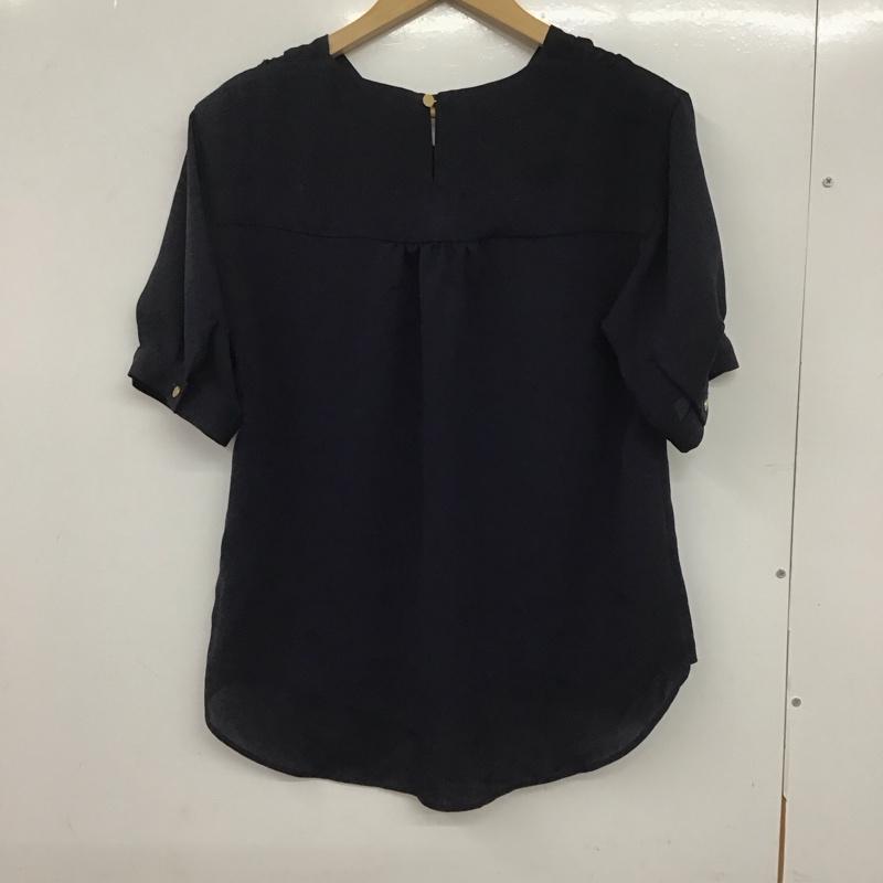 グリーンレーベルリラクシング green label relaxing カットソー 半袖 3511-299-1202 WTODサテンブラウス 半袖カットソー M 無地 紺 / ネイビー / レディース USED 古着 中古 10132938