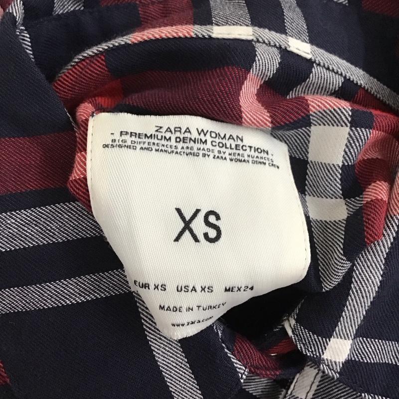 ザラウーマン ZARA WOMAN シャツ、ブラウス 長袖 ワークシャツ XS チェック 赤 / レッド / X 紺 / ネイビー / X 白 / ホワイト / レディース USED 古着 中古 10113478