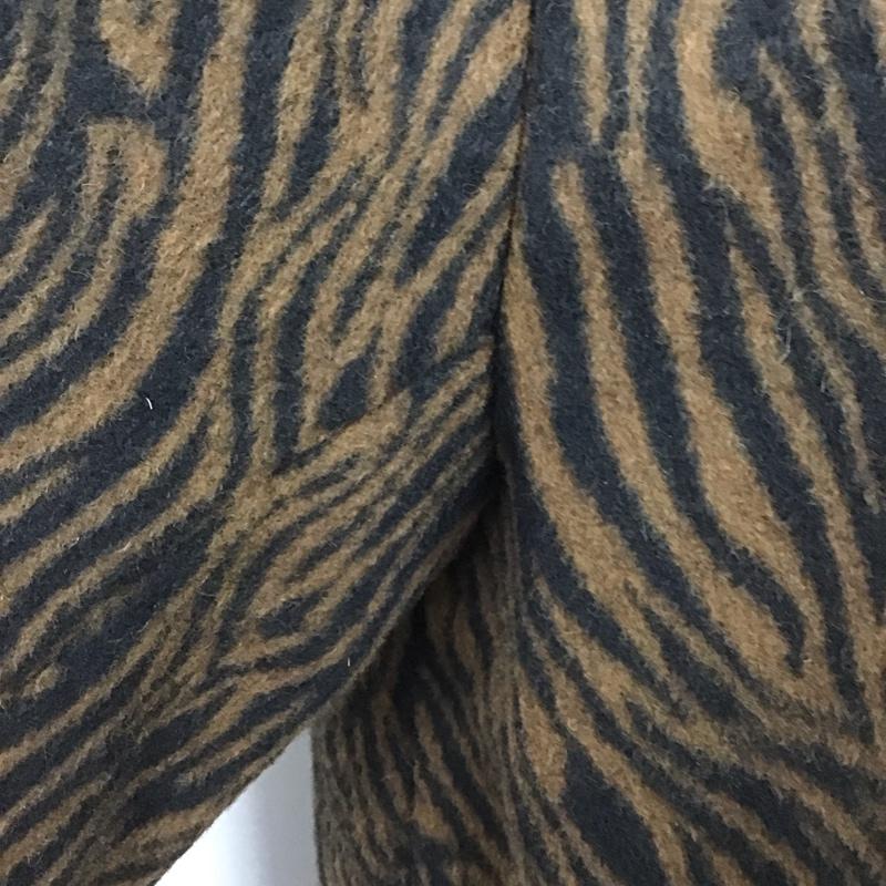 スライ SLY コート コート一般 030EAR30-6410 SOUTIEN COLLAR COAT FREE アニマル柄 茶 / ブラウン / X 黒 / ブラック / レディース USED 古着 中古 10119633
