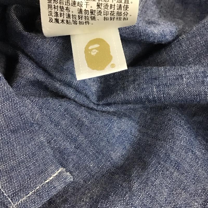 アベイシングエイプ A BATHING APE シャツ、ブラウス 長袖 長袖シャツ 無地シャツ カラーシャツ デニムシャツ M ロゴ、文字 インディゴ / インディゴ / メンズ USED 古着 中古 10148908