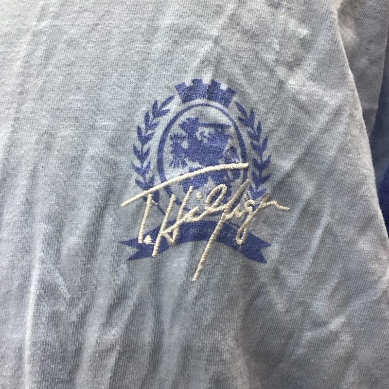 トミーヒルフィガー TOMMY HILFIGER Tシャツ 半袖 半袖カットソー プリントTシャツ クルーネックカットソー XL ロゴ、文字 水色 / ライトブルー / メンズ USED 古着 中古 10113883
