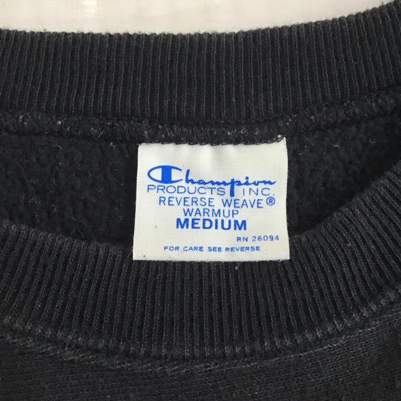 チャンピオン Champion トレーナー 長袖 長袖トレーナー スウェット 長袖カットソー クルーネックカットソー M 無地 黒 / ブラック / メンズ USED 古着 中古 10111646