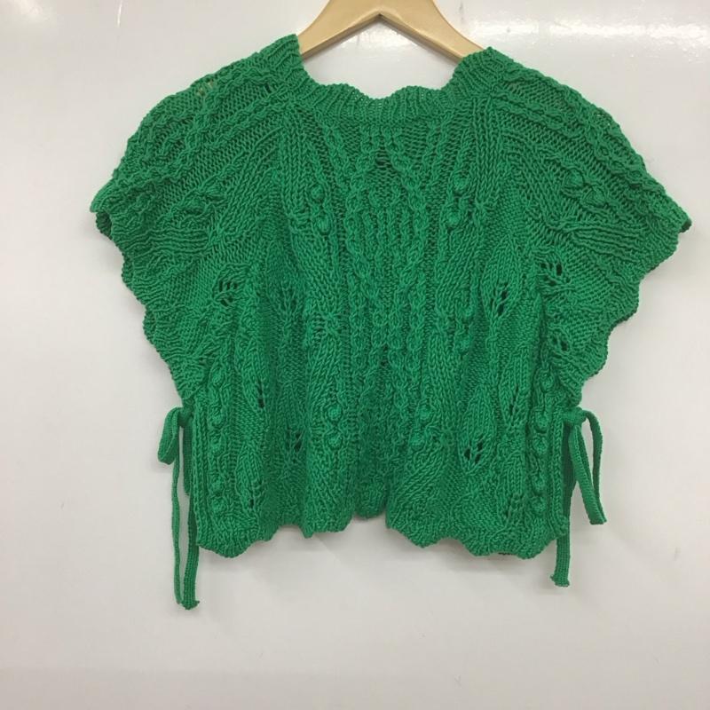 ザラ ZARA ニット、セーター 半袖 M 無地 緑 / グリーン / レディース USED 古着 中古 10139388