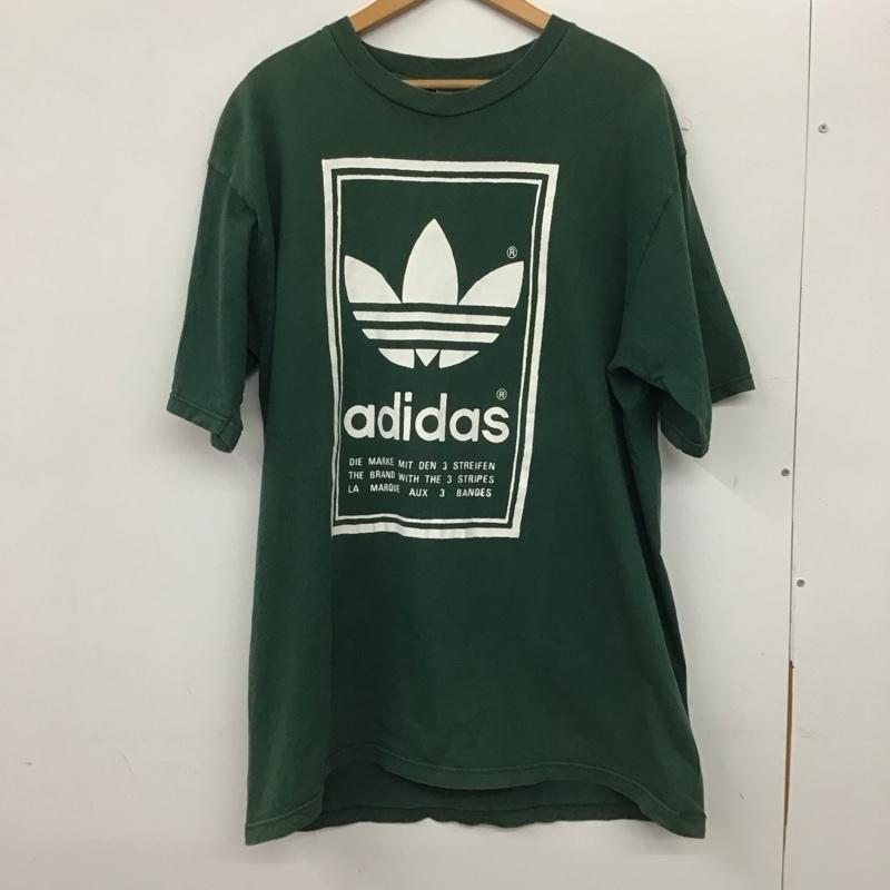 アディダス adidas Tシャツ 半袖 半袖カットソー プリントTシャツ クルーネックカットソー L ロゴ、文字 緑 / グリーン / メンズ USED 古着 中古 10136670