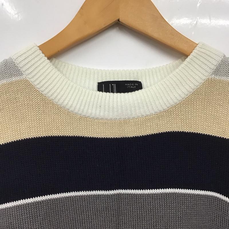 ダンヒル DUNHILL ニット、セーター 長袖 長袖ニットカットソー クルーネック セーター 90S イタリア製 40 ボーダー柄 マルチカラー / マルチカラー / メンズ USED 古着 中古 10131966