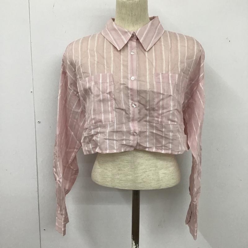 アルシーヴ archives シャツ、ブラウス 長袖 長袖シャツ ストライプシャツ カラーシャツ ショート丈シャツ M ストライプ 桃 / ピンク / レディース USED 古着 中古 10125264