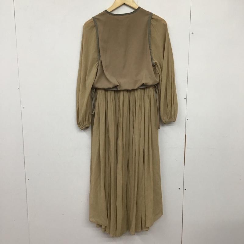 シール S / île ワンピース ロングスカート 長袖ロングワンピース フレアスカート ウエスト切り替え 無地 ベージュ / ベージュ / レディース USED 古着 中古 10134228