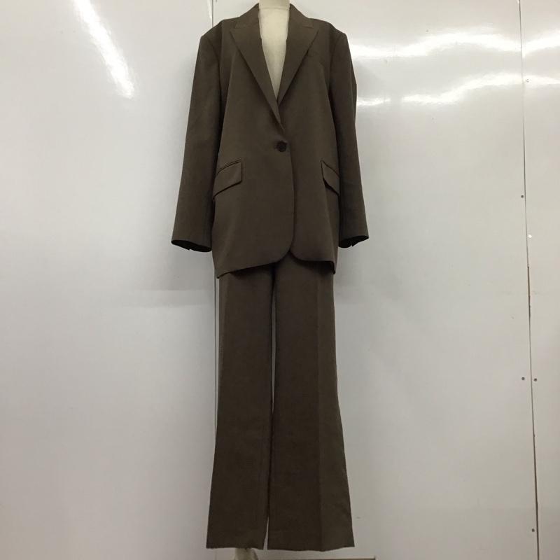 ザラ ZARA セットアップ セットアップ 2761 248 737 オーバーサイズ テーラードジャケット センタープレス パンツ L 無地 茶 / ブラウン / レディース USED 古着 中古 10109487