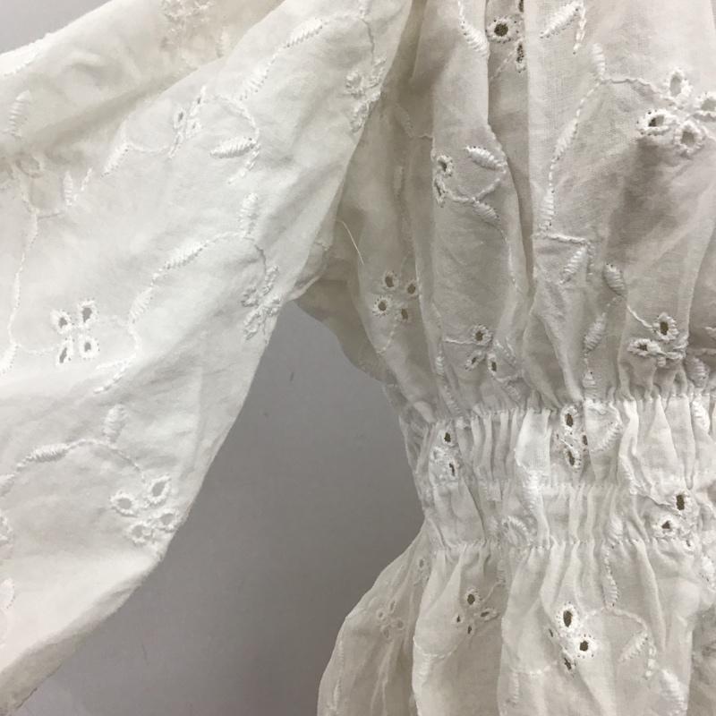 ザラ ZARA カットソー 半袖 3564 103 250 オフショルダー ギャザー S 刺繍 白 / ホワイト / レディース USED 古着 中古 10121089