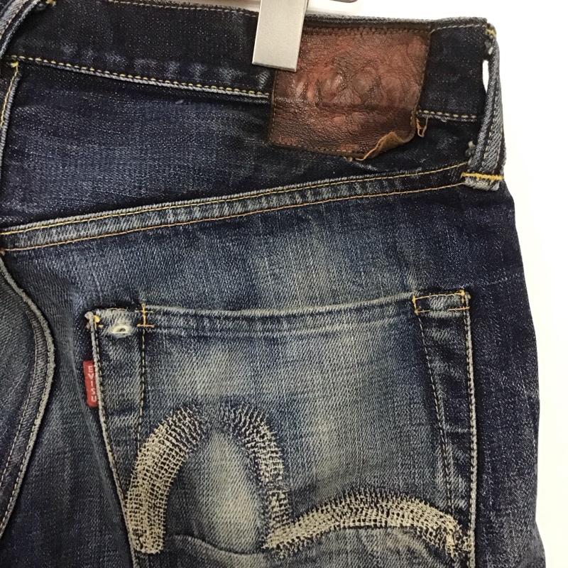 エヴィス EVISU パンツ デニム、ジーンズ デニムパンツ ワイドパンツ カジュアルパンツ 34 ダメージ加工 インディゴ / インディゴ / メンズ USED 古着 中古 10126830