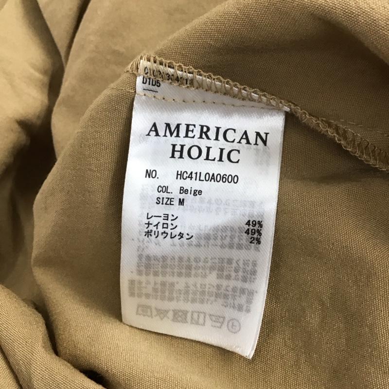 アメリカンホリック AMERICAN HOLIC カットソー 長袖 長袖カットソー シャツカットソー クルーネックシャツ パフスリーブ M 無地 ベージュ / ベージュ / レディース USED 古着 中古 10133029