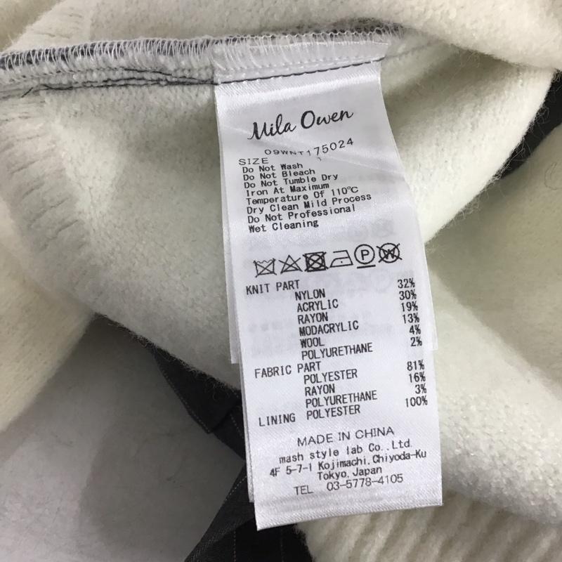 ミラオーウェン Mila Owen ニット、セーター 長袖 長袖ニットカットソー クルーネック セーター 1 ストライプ 白 / ホワイト / レディース USED 古着 中古 10142452