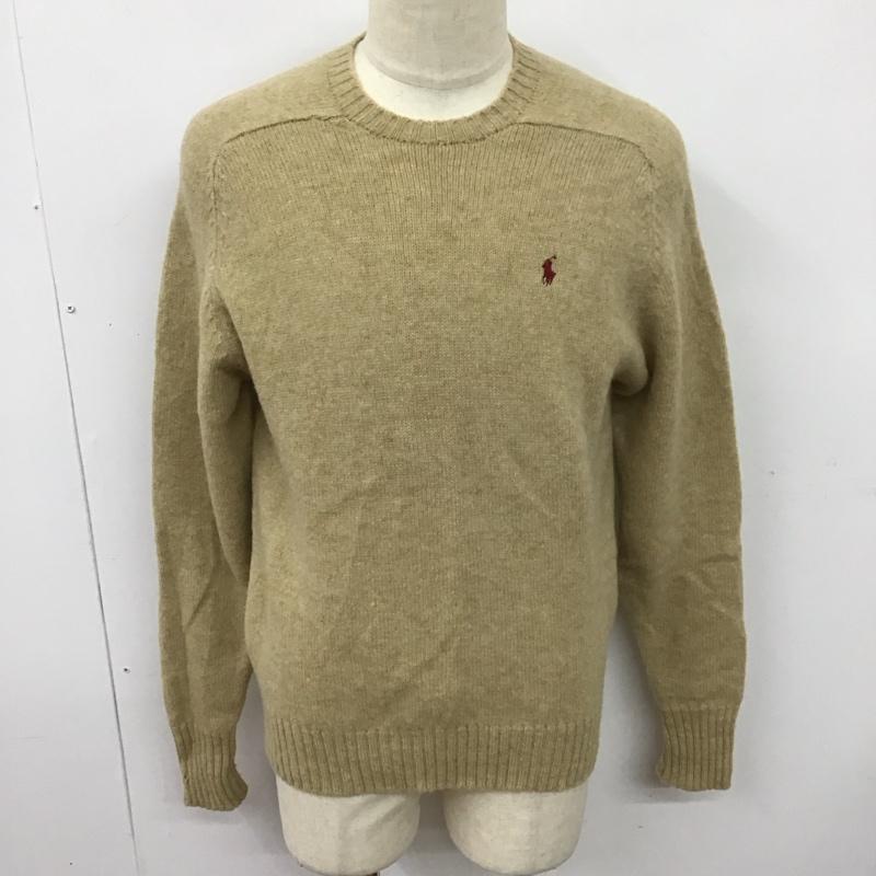 ポロバイラルフローレン Polo by RALPH LAUREN ニット、セーター 長袖 長袖ニットカットソー ニット セーター クルーネックニット L ロゴ、文字 ベージュ / ベージュ / メンズ USED 古着 中古 10123880