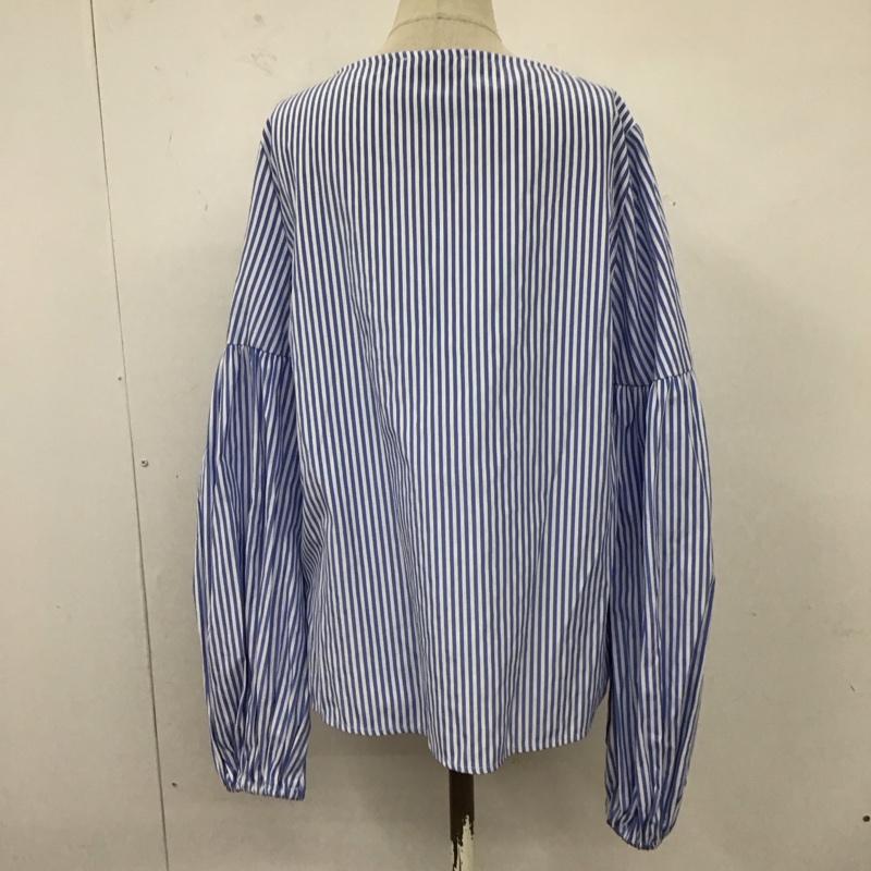 ベルシュカ Bershka カットソー 長袖 長袖カットソー Vネックカットソー ロングスリーブカットソー M ストライプ 白 / ホワイト / X 水色 / ライトブルー / レディース USED 古着 中古 10120423