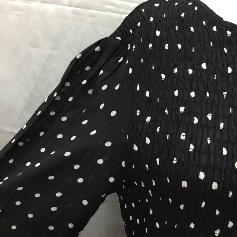 ザラ ZARA カットソー 長袖 長袖カットソー クルーネックカットソー ロングスリーブカットソー シャツカットソー S ドット 黒 / ブラック / レディース USED 古着 中古 10115792