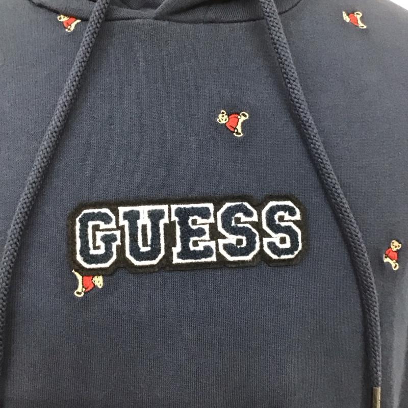 ゲス Guess パーカー 長袖 長袖パーカー フード付きパーカー プリントスウェット トレーナー M ロゴ、文字 紺 / ネイビー /  メンズ USED 古着 中古 10120627