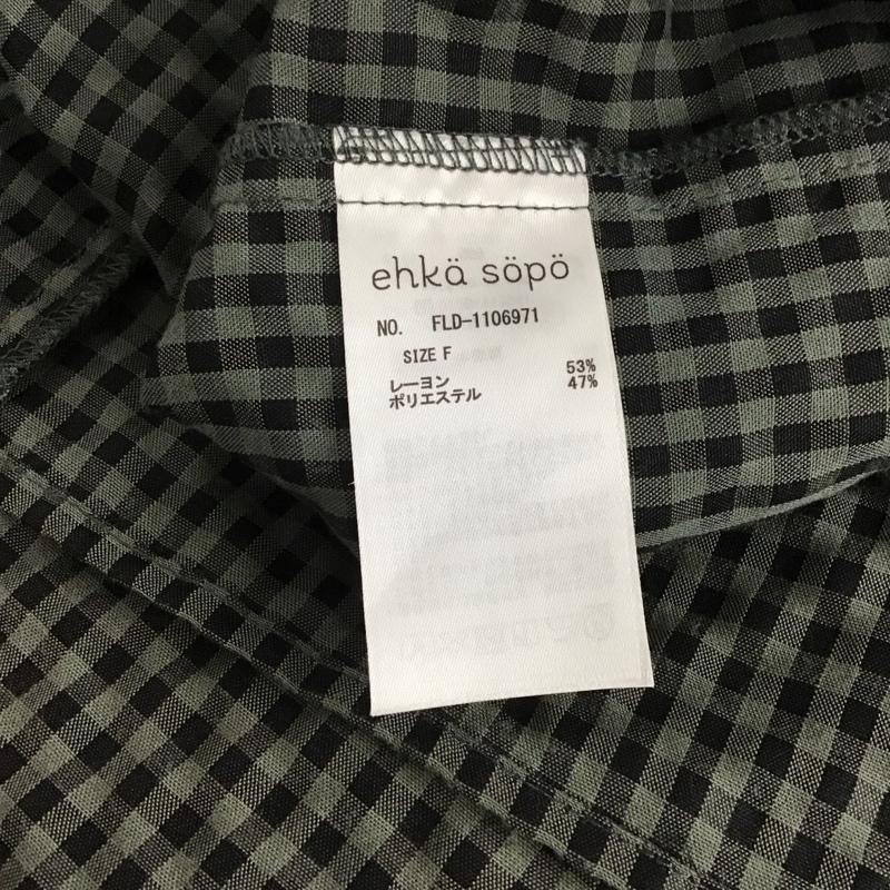 エヘカソポ ehka sopo ワンピース ロングスカート 1106971 シャツワンピース バンドカラー FREE チェック 灰 / グレー / X 黒 / ブラック / レディース USED 古着 中古 10144364