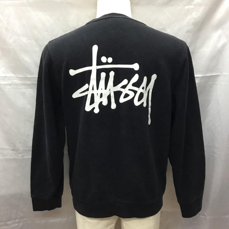 ステューシー STUSSY トレーナー 長袖 長袖トレーナー スウェット クルーネック リブスウェットカットソー S ロゴ、文字 黒 / ブラック / メンズ USED 古着 中古 10112316
