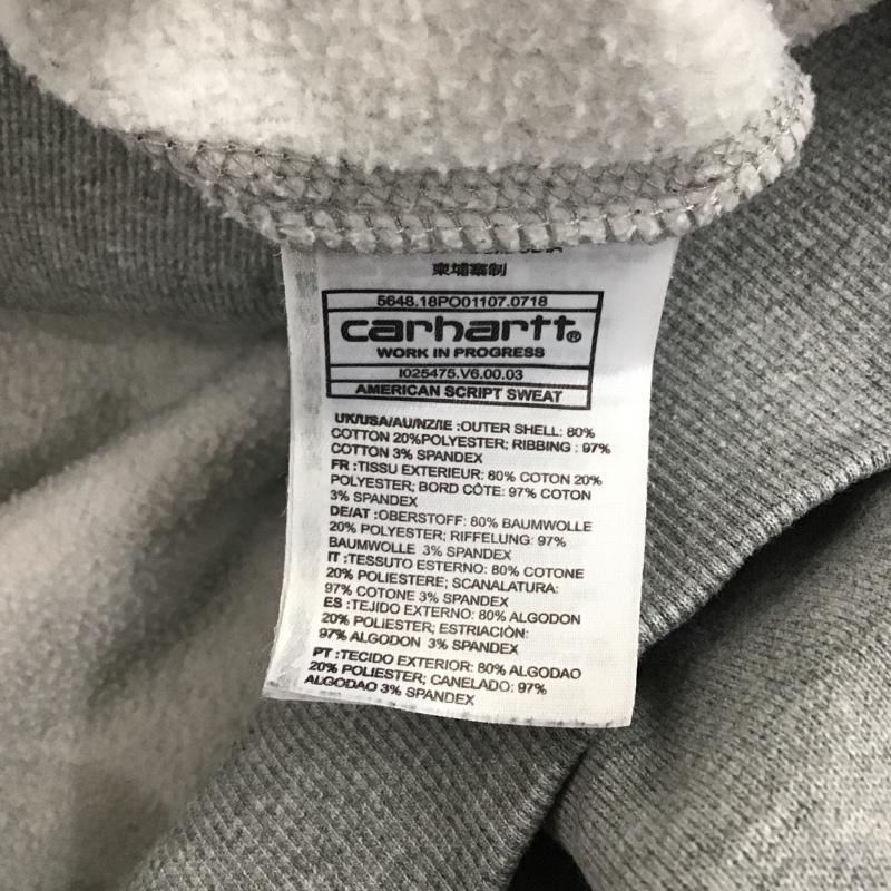 カーハート Carhartt トレーナー 長袖 長袖トレーナー スウェット クルーネック リブスウェットカットソー L ロゴ、文字 灰 / グレー / メンズ USED 古着 中古 10107683