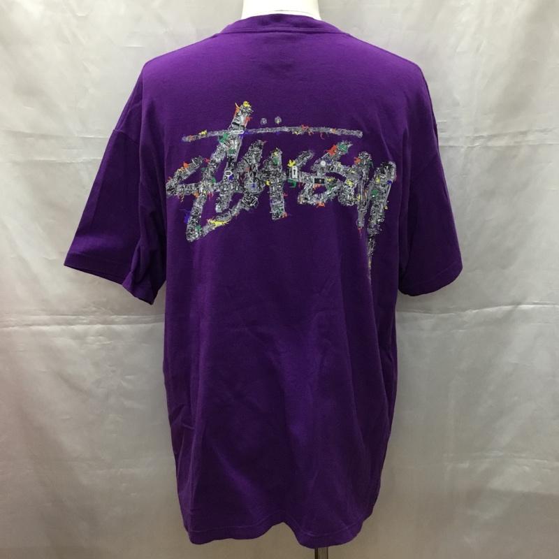 ステューシー STUSSY Tシャツ 半袖 半袖カットソー プリントTシャツ クルーネックカットソー XL プリント 紫 / パープル /  メンズ USED 古着 中古 10108992
