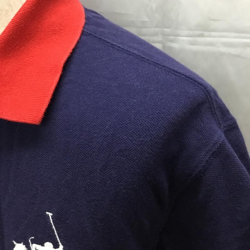 ポロラルフローレン POLO RALPH LAUREN ポロシャツ 半袖 半袖ポロシャツ 刺繍半袖カットソー カラーカットソー L ロゴ、文字 紺 / ネイビー / メンズ USED 古着 中古 10108311