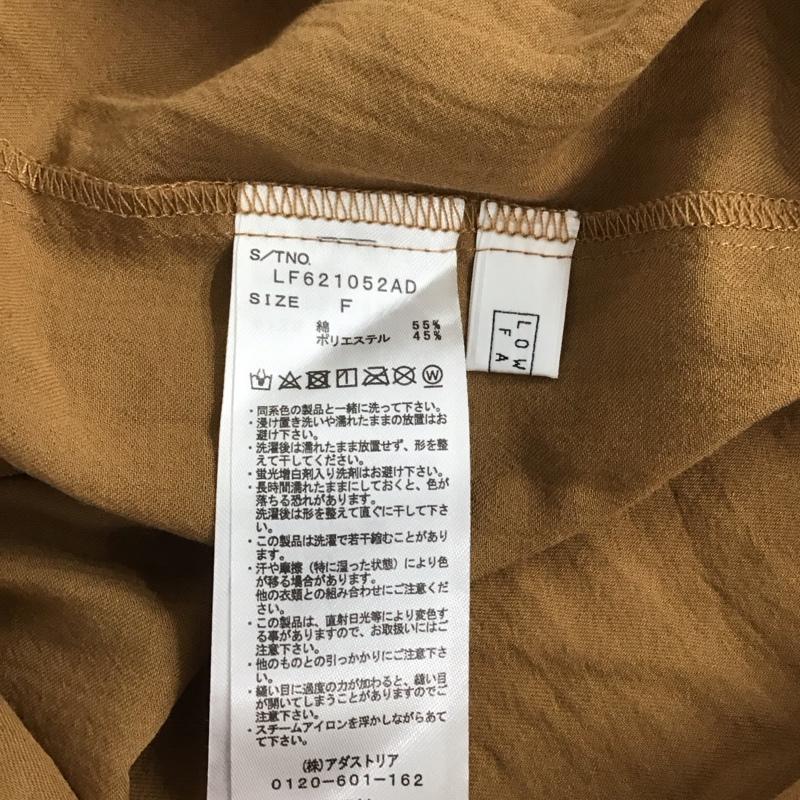 ローリーズファーム LOWRYS FARM シャツ、ブラウス 長袖 長袖シャツ 無地シャツ ノーカラーシャツ ウエスト切り替え FREE 無地 茶 / ブラウン / レディース USED 古着 中古 10135070